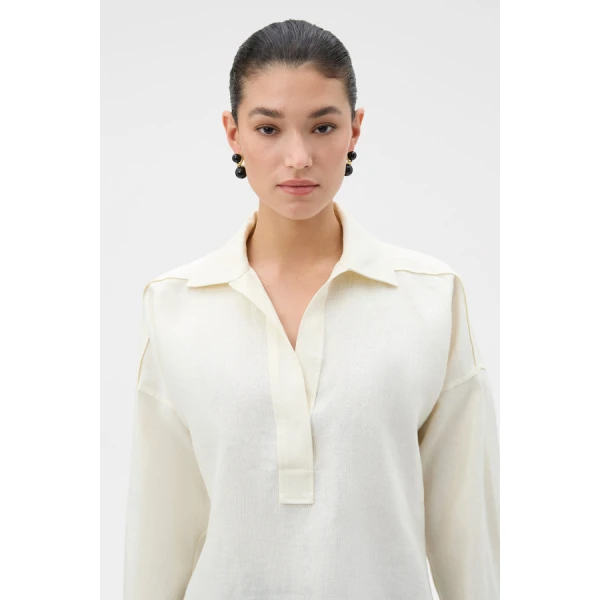 Oroton Half Placket Tunic - Oroton Tops - Australian Heritage Luxury - Shop at Luxury Shoes 