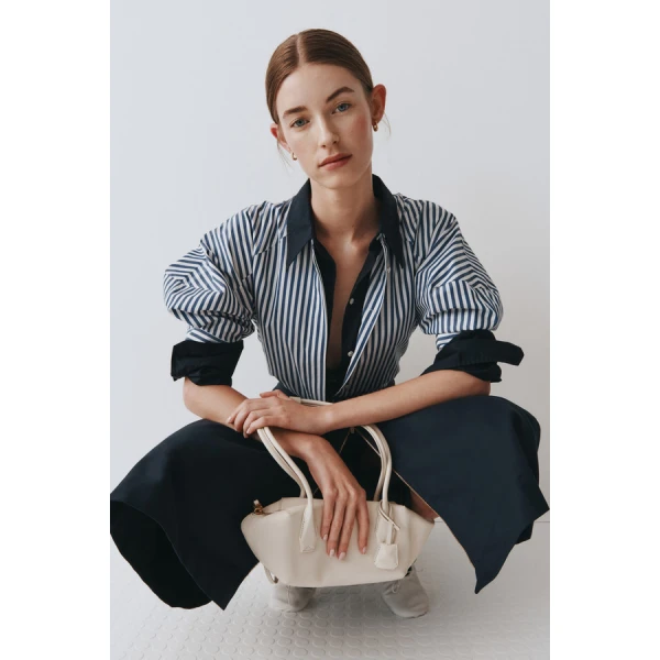 Oroton Sleeve Detail Stripe Shirt - Oroton Tops - Australian Heritage Luxury - Shop at Luxury Shoes 