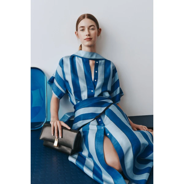 Oroton Slub Silk Stripe Column Dress - Oroton Dresses - Australian Heritage Luxury - Shop at Luxury Shoes 