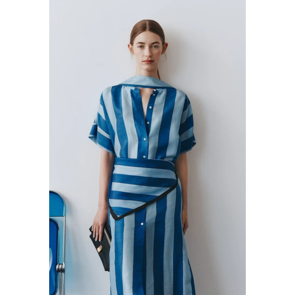Oroton Slub Silk Stripe Column Dress - Oroton Dresses - Australian Heritage Luxury - Shop at Luxury Shoes 