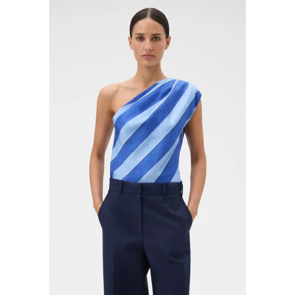 Oroton Slub Silk Stripe Top - Oroton Tops - Australian Heritage Luxury - Shop at Luxury Shoes 