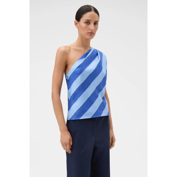 Oroton Slub Silk Stripe Top - Oroton Tops - Australian Heritage Luxury - Shop at Luxury Shoes 
