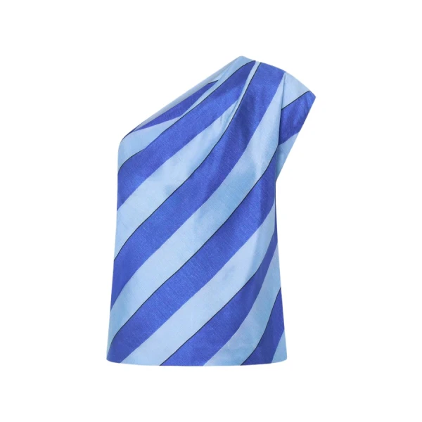 Oroton Slub Silk Stripe Top - Oroton Tops - Australian Heritage Luxury - Shop at Luxury Shoes 