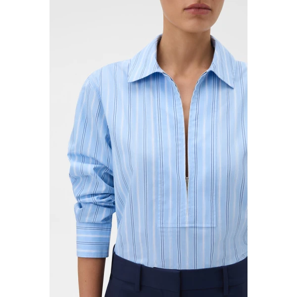 Oroton Yarn Dye Stripe Zip Shirt - Oroton Tops - Australian Heritage Luxury - Shop at Luxury Shoes 