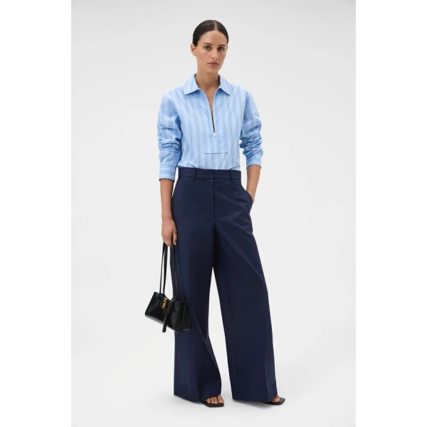 Oroton Yarn Dye Stripe Zip Shirt - Oroton Tops - Australian Heritage Luxury - Shop at Luxury Shoes 