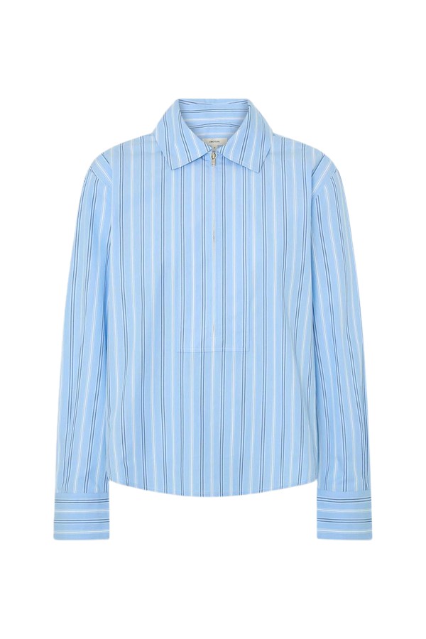 Oroton Yarn Dye Stripe Zip Shirt - Oroton Tops - Australian Heritage Luxury - Shop at Luxury Shoes 