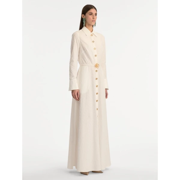 Oscar de la Renta Oscar Chain-Link Cotton Poplin Caftan - Oscar de la Renta Dresses - American Couture - Shop at Luxury Shoes 
