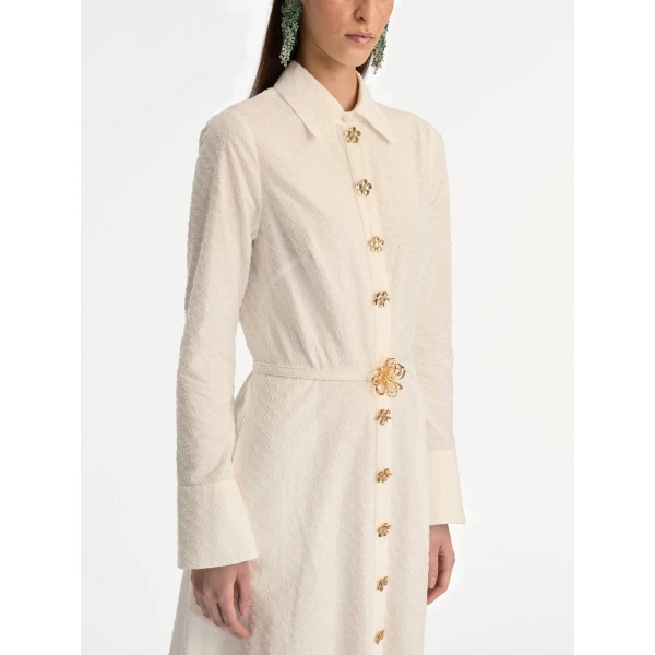 Oscar de la Renta Oscar Chain-Link Cotton Poplin Caftan - Oscar de la Renta Dresses - American Couture - Shop at Luxury Shoes 