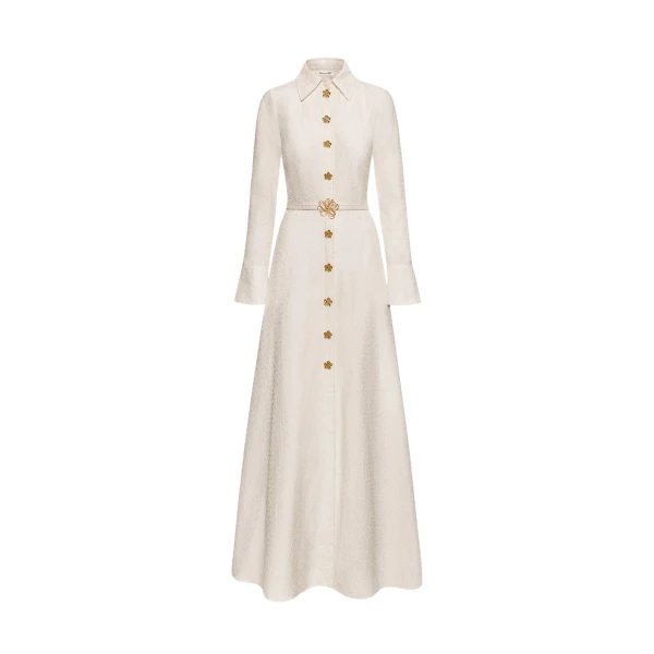 Oscar de la Renta Oscar Chain-Link Cotton Poplin Caftan - Oscar de la Renta Dresses - American Couture - Shop at Luxury Shoes 