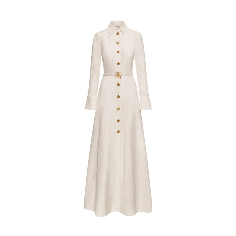 Oscar de la Renta Oscar Chain-Link Cotton Poplin Caftan - Oscar de la Renta Dresses - American Couture - Shop at Luxury Shoes 