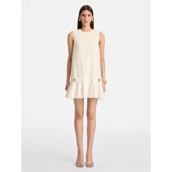 Oscar de la Renta Oscar Chain-Link Cotton Poplin Dress - Oscar de la Renta Dresses - American Couture - Shop at Luxury Shoes 