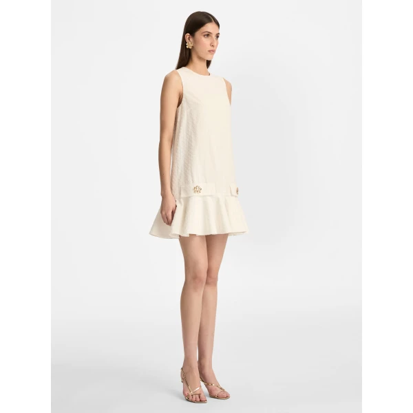 Oscar de la Renta Oscar Chain-Link Cotton Poplin Dress - Oscar de la Renta Dresses - American Couture - Shop at Luxury Shoes 