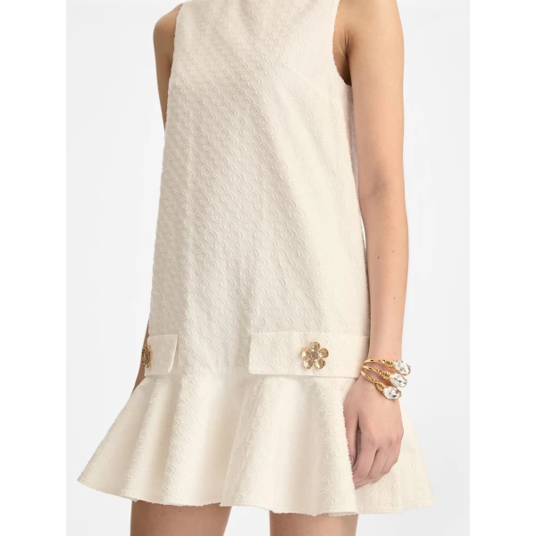 Oscar de la Renta Oscar Chain-Link Cotton Poplin Dress - Oscar de la Renta Dresses - American Couture - Shop at Luxury Shoes 