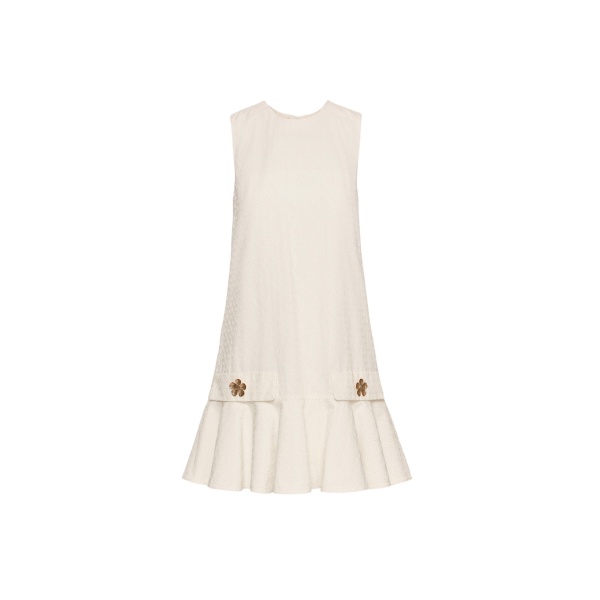 Oscar de la Renta Oscar Chain-Link Cotton Poplin Dress - Oscar de la Renta Dresses - American Couture - Shop at Luxury Shoes 