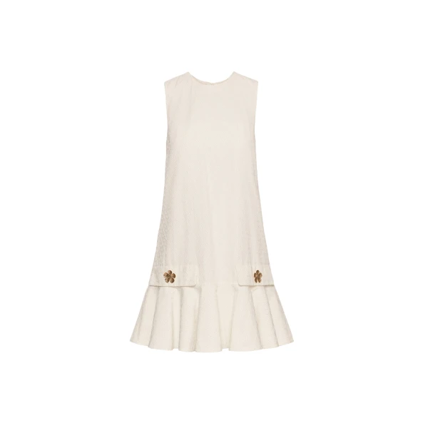 Oscar de la Renta Oscar Chain-Link Cotton Poplin Dress - Oscar de la Renta Dresses - American Couture - Shop at Luxury Shoes 