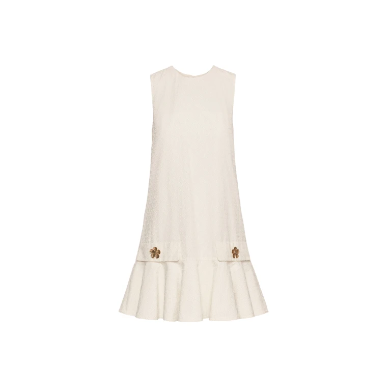 Oscar de la Renta Oscar Chain-Link Cotton Poplin Dress - Oscar de la Renta Dresses - American Couture - Shop at Luxury Shoes 