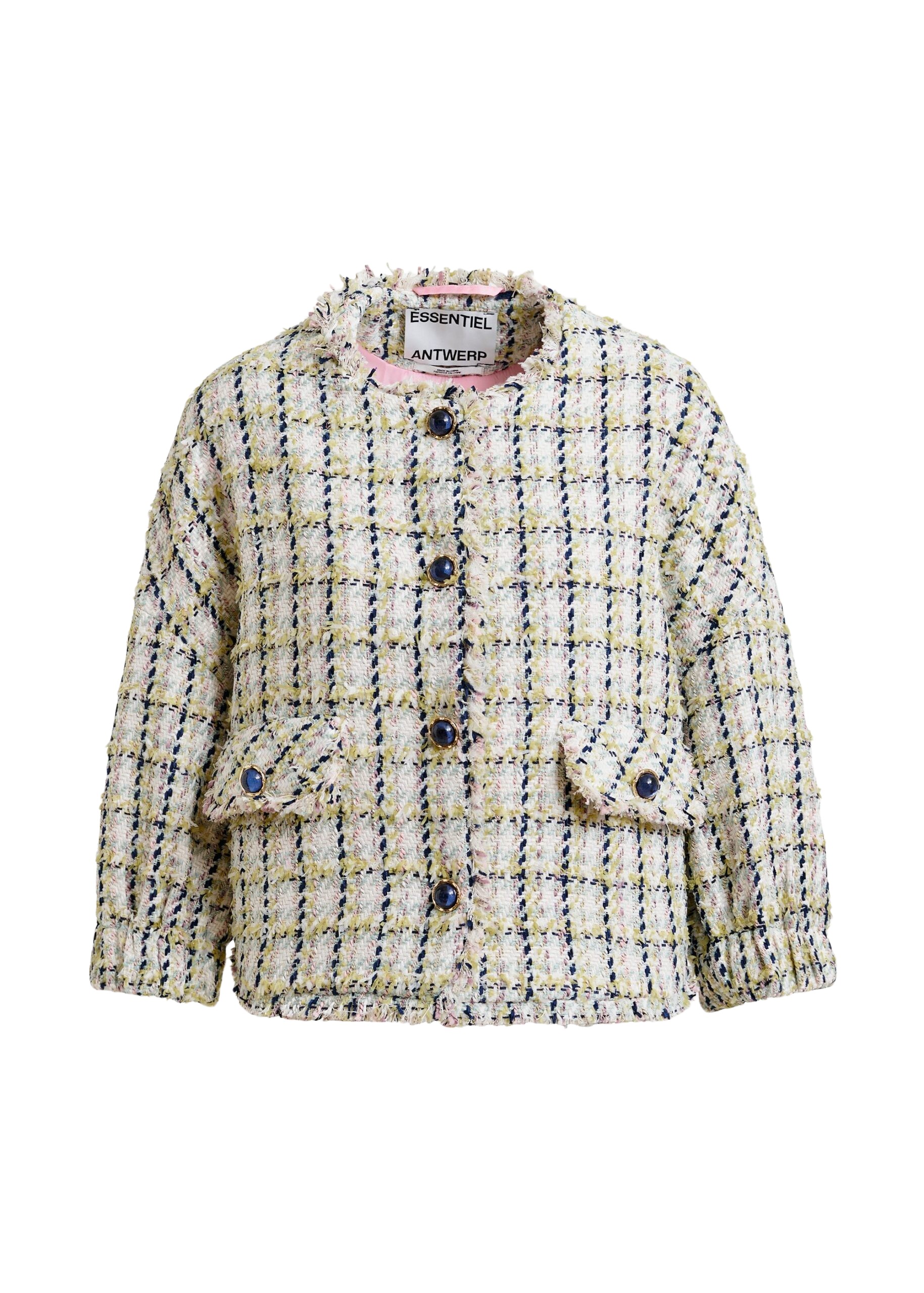 Essentiel Antwerp Oversized bouclé jacket with trim detailing - Essentiel Antwerp Jackets - Colorful Belgian Design - Shop at Luxury Shoes 