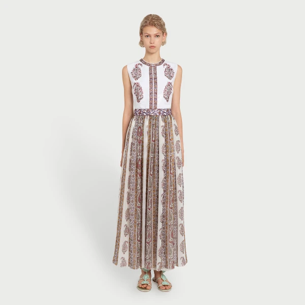 Giambattista Valli Paisley Midi Dress In Two Fabrics - Giambattista Valli Dresses - Romantic Couture - Shop at Luxury Shoes 