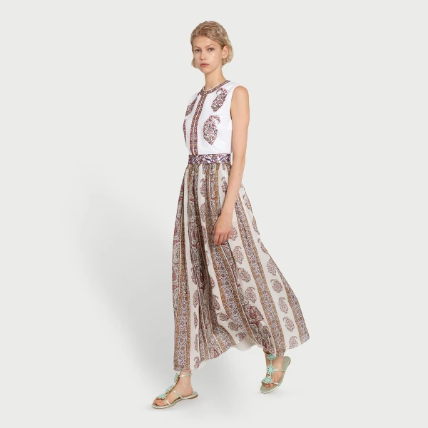 Giambattista Valli Paisley Midi Dress In Two Fabrics - Giambattista Valli Dresses - Romantic Couture - Shop at Luxury Shoes 