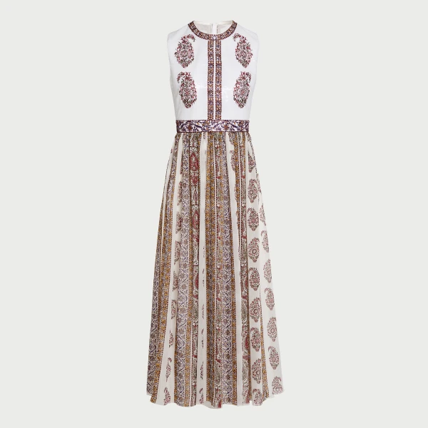Giambattista Valli Paisley Midi Dress In Two Fabrics - Giambattista Valli Dresses - Romantic Couture - Shop at Luxury Shoes 