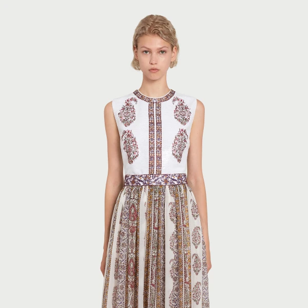 Giambattista Valli Paisley Midi Dress In Two Fabrics - Giambattista Valli Dresses - Romantic Couture - Shop at Luxury Shoes 