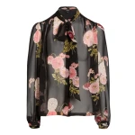 Giambattista Valli Pansies Black Silk Blouse - Giambattista Valli Tops - Romantic Couture - Shop at Luxury Shoes 