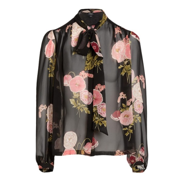 Giambattista Valli Pansies Black Silk Blouse - Giambattista Valli Tops - Romantic Couture - Shop at Luxury Shoes 