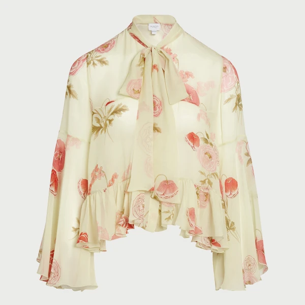 Giambattista Valli Pansies Pink Silk Blouse - Giambattista Valli Tops - Romantic Couture - Shop at Luxury Shoes 