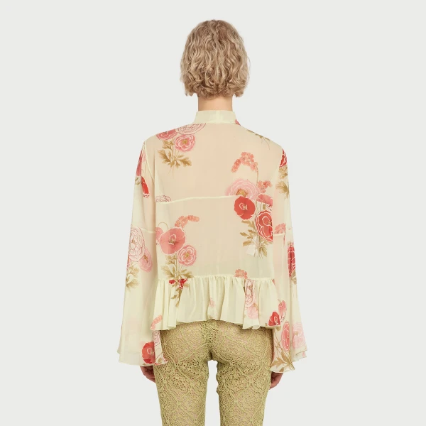Giambattista Valli Pansies Pink Silk Blouse - Giambattista Valli Tops - Romantic Couture - Shop at Luxury Shoes 