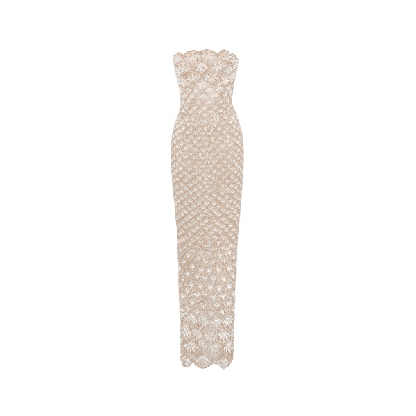 Oscar de la Renta Pearl Embroidered Scallop Gown - Oscar de la Renta Dresses - American Couture - Shop at Luxury Shoes 