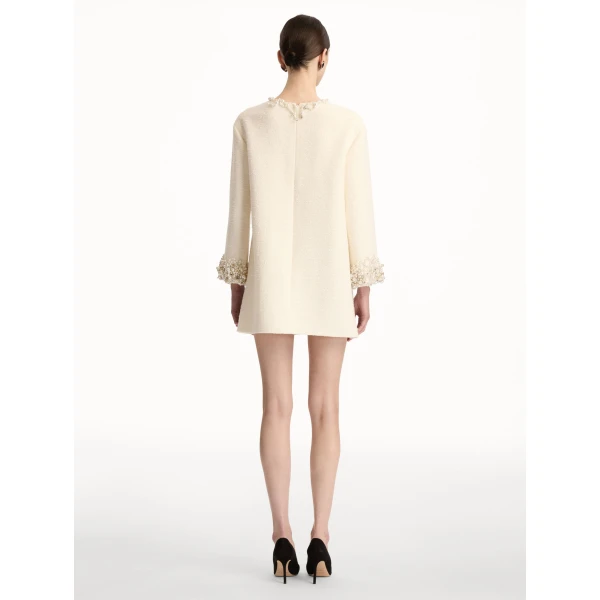 Oscar de la Renta Pearl Embroidered Tweed Shift Dress - Oscar de la Renta Dresses - American Couture - Shop at Luxury Shoes 