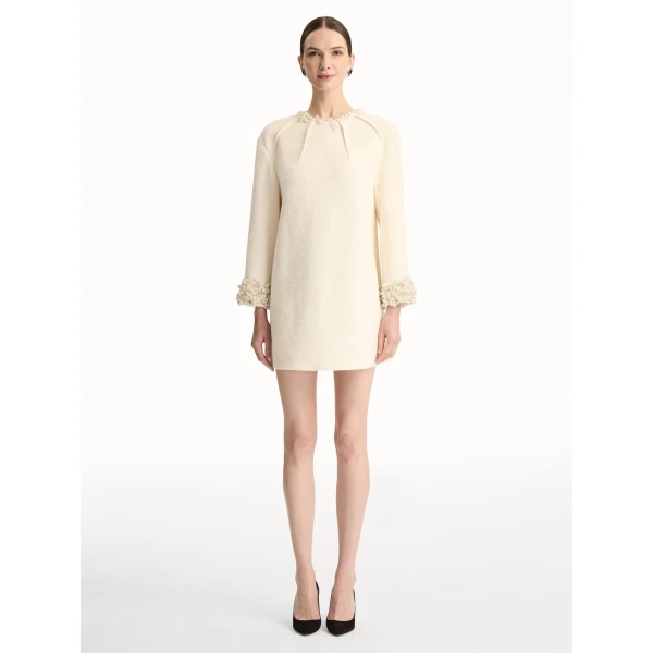 Oscar de la Renta Pearl Embroidered Tweed Shift Dress - Oscar de la Renta Dresses - American Couture - Shop at Luxury Shoes 