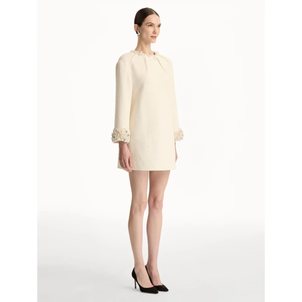 Oscar de la Renta Pearl Embroidered Tweed Shift Dress - Oscar de la Renta Dresses - American Couture - Shop at Luxury Shoes 