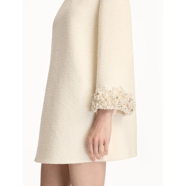 Oscar de la Renta Pearl Embroidered Tweed Shift Dress - Oscar de la Renta Dresses - American Couture - Shop at Luxury Shoes 