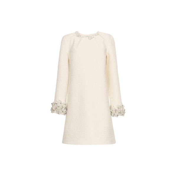 Oscar de la Renta Pearl Embroidered Tweed Shift Dress - Oscar de la Renta Dresses - American Couture - Shop at Luxury Shoes 