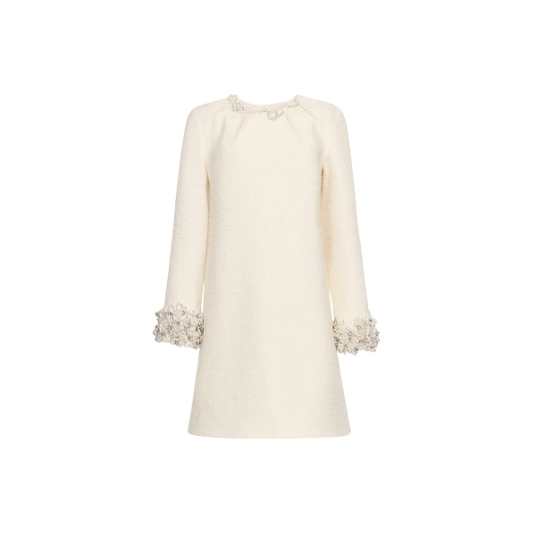 Oscar de la Renta Pearl Embroidered Tweed Shift Dress - Oscar de la Renta Dresses - American Couture - Shop at Luxury Shoes 