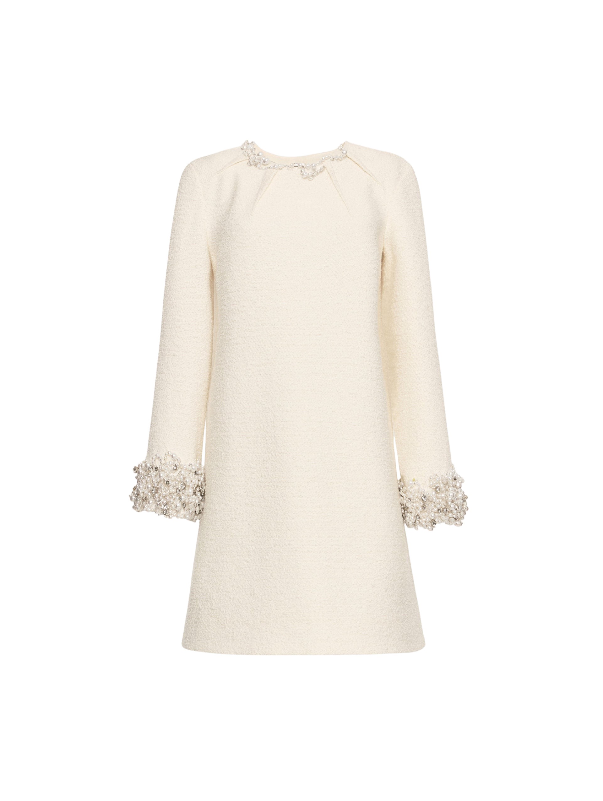 Oscar de la Renta Pearl Embroidered Tweed Shift Dress - Oscar de la Renta Dresses - American Couture - Shop at Luxury Shoes 