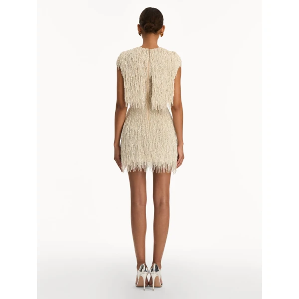 Oscar de la Renta Pearl Fringe Cocktail Dress - Oscar de la Renta Dresses - American Couture - Shop at Luxury Shoes 