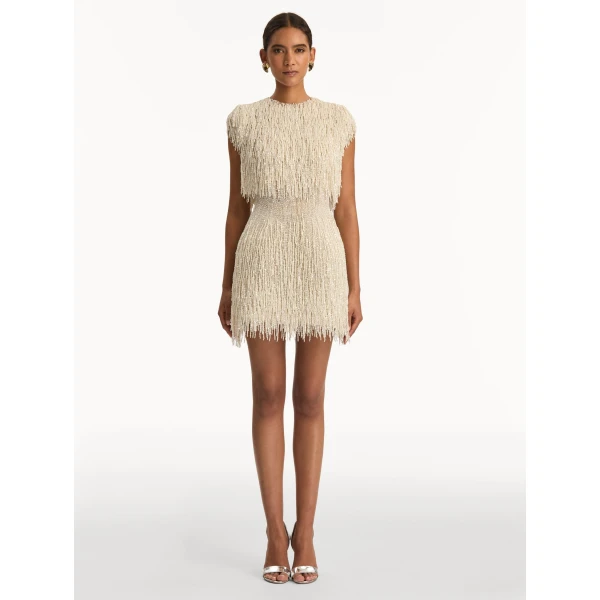Oscar de la Renta Pearl Fringe Cocktail Dress - Oscar de la Renta Dresses - American Couture - Shop at Luxury Shoes 