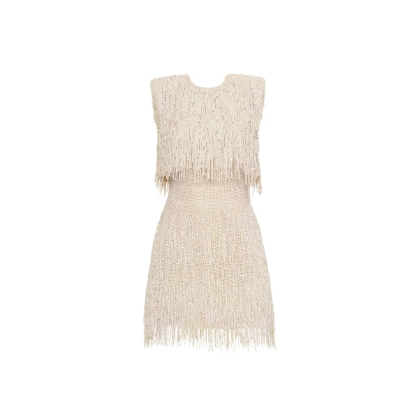 Oscar de la Renta Pearl Fringe Cocktail Dress - Oscar de la Renta Dresses - American Couture - Shop at Luxury Shoes 