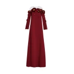 Oscar de la Renta Peony Appliqué Illusion Neck Caftan - Oscar de la Renta Dresses - American Couture - Shop at Luxury Shoes 