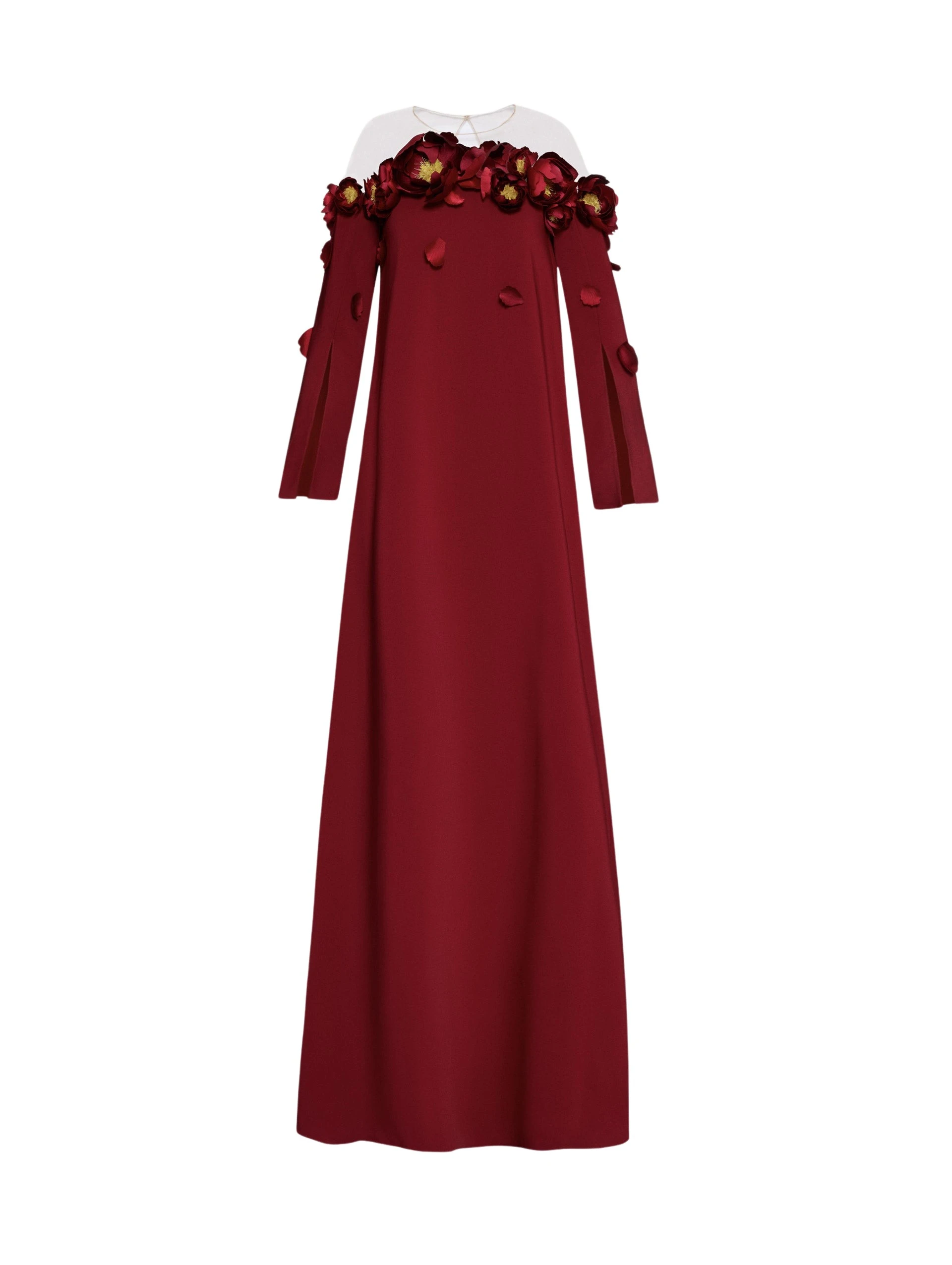 Peony-Applique-Illusion-Neck-Caftan-Oscar-de-la-Renta-Dresses52638_nobg Oscar de la Renta Peony Appliqué Illusion Neck Caftan - Oscar de la Renta Dresses - American Couture - Shop at Luxury Shoes