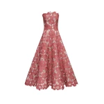 Oscar de la Renta Peony Guipure Tea Length Gown - Oscar de la Renta Dresses - American Couture - Shop at Luxury Shoes 