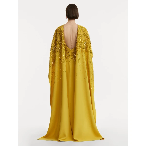 Oscar de la Renta Peony Sequin and Raffia Embroidered Caftan - Oscar de la Renta Dresses - American Couture - Shop at Luxury Shoes 