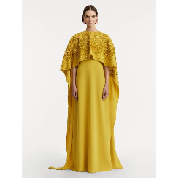 Oscar de la Renta Peony Sequin and Raffia Embroidered Caftan - Oscar de la Renta Dresses - American Couture - Shop at Luxury Shoes 