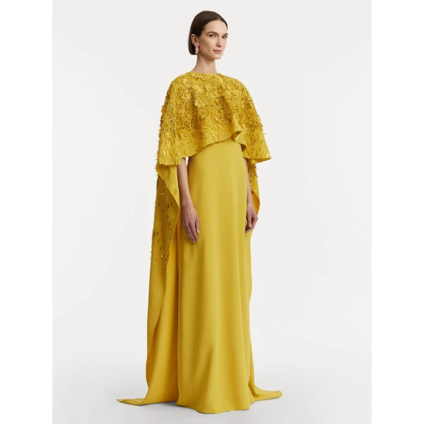Oscar de la Renta Peony Sequin and Raffia Embroidered Caftan - Oscar de la Renta Dresses - American Couture - Shop at Luxury Shoes 