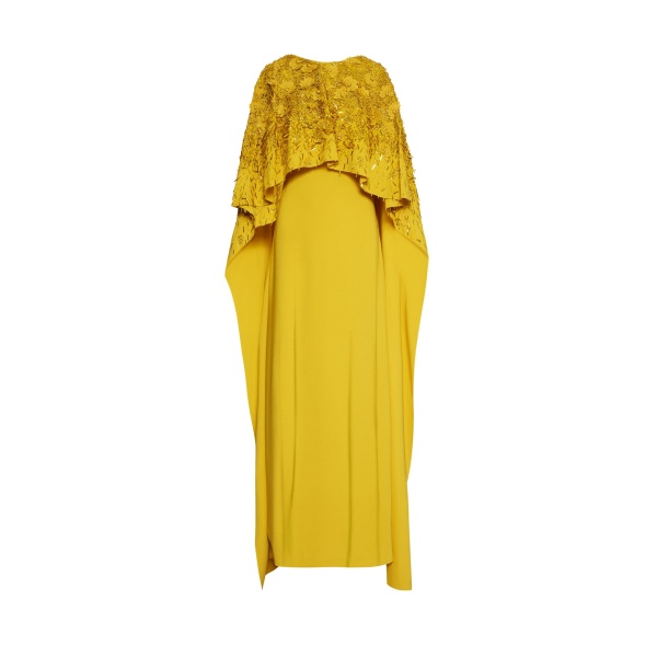 Oscar de la Renta Peony Sequin and Raffia Embroidered Caftan - Oscar de la Renta Dresses - American Couture - Shop at Luxury Shoes 