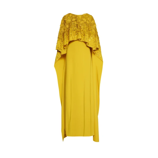 Oscar de la Renta Peony Sequin and Raffia Embroidered Caftan - Oscar de la Renta Dresses - American Couture - Shop at Luxury Shoes 