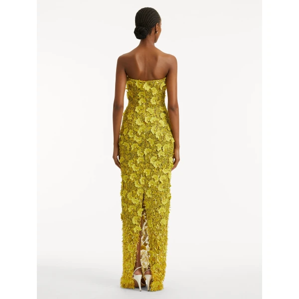Oscar de la Renta Peony Sequin and Raffia Embroidered Gown - Oscar de la Renta Dresses - American Couture - Shop at Luxury Shoes 