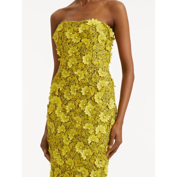 Oscar de la Renta Peony Sequin and Raffia Embroidered Gown - Oscar de la Renta Dresses - American Couture - Shop at Luxury Shoes 